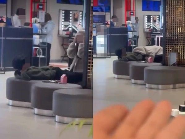 櫃姐在旁嗨翻。（圖／翻攝自爆廢公社）