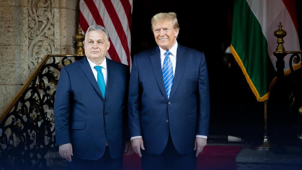美國前總統川普（右）和匈牙利總理奧班（左）會面。（圖／翻攝自奧班臉書）