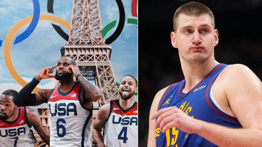 美國男籃在巴黎奧運的首戰將對上有「小丑」約基奇的賽爾維亞。（圖／翻攝自X@bballforever_、達志影像路透社）