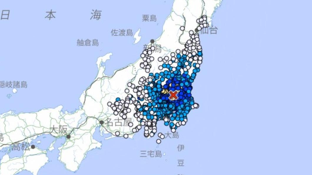 日本東部規模5.3地震。（圖／翻攝自日本氣象廳）