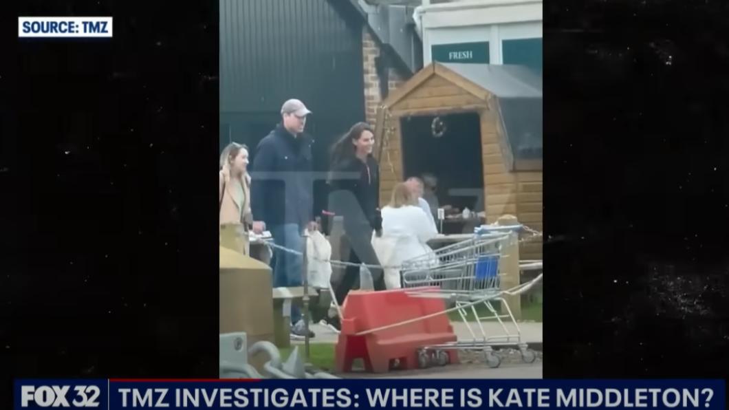 被英國民眾拍下、疑似是凱特睽違多時公開露面的影片，據傳被英媒以50萬英鎊買下。（圖／翻攝自FOX 32新聞影片）