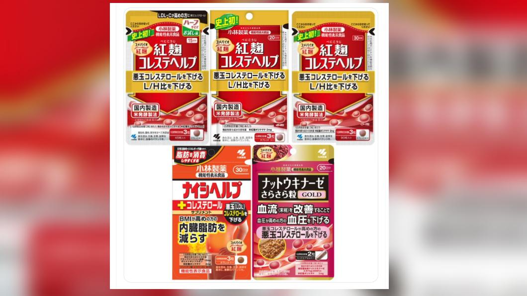 日本小林製藥召回多款使用紅麴的保健食品。（圖／翻攝自小林製藥X）