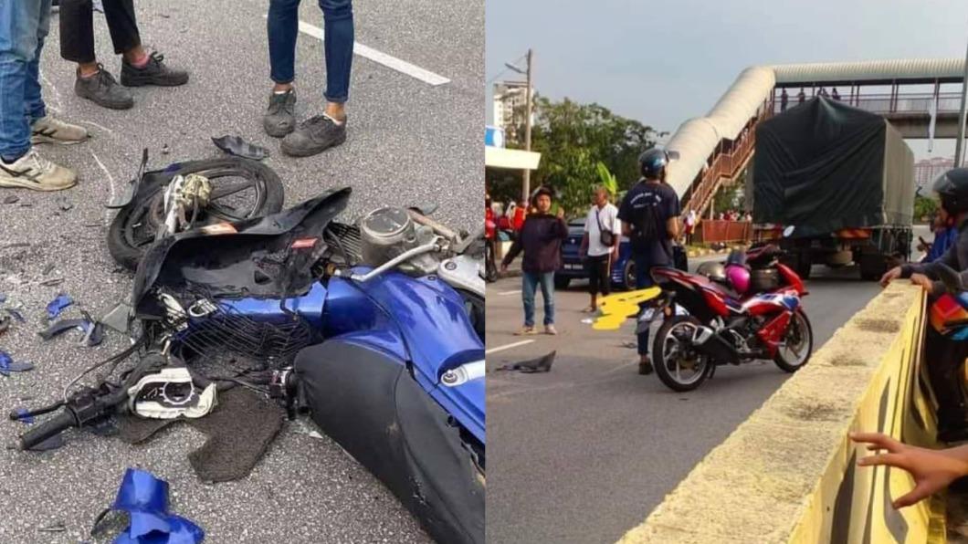 父親推開女兒後，連人帶車被輾斃。（圖／翻攝自臉書「Khidmat Malaysia」）