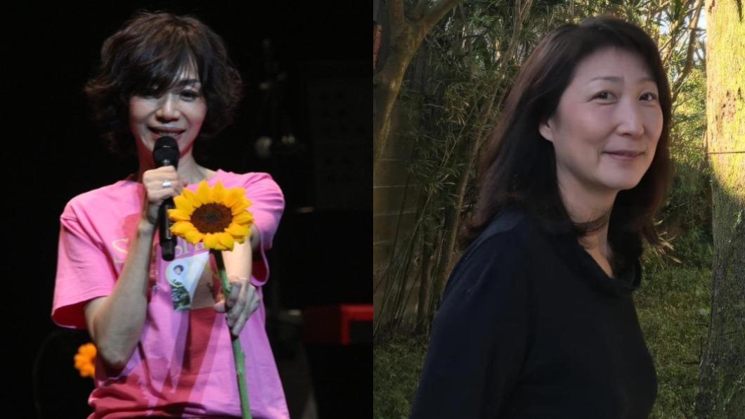 萬芳（左）前天得知鄭華娟離世噩耗，昨新加坡演唱會上特別以向日葵送別前輩。（圖／原點概念提供、翻攝自滾石唱片臉書）