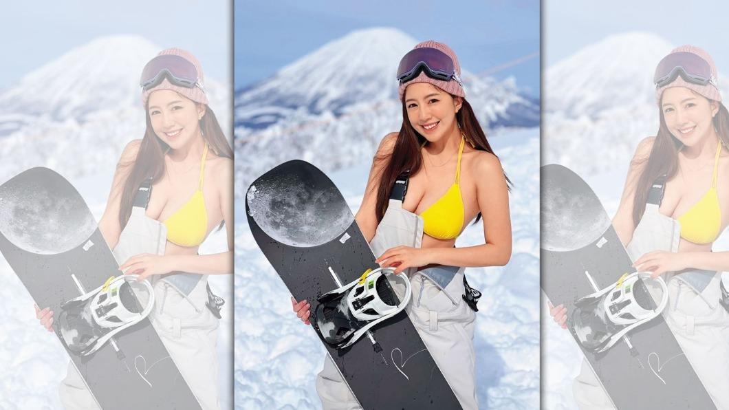 辜莞允赴日本北海道滑雪，在零下低溫中僅穿著比基尼入鏡，展現D奶好身材。（圖／辜莞允提供）