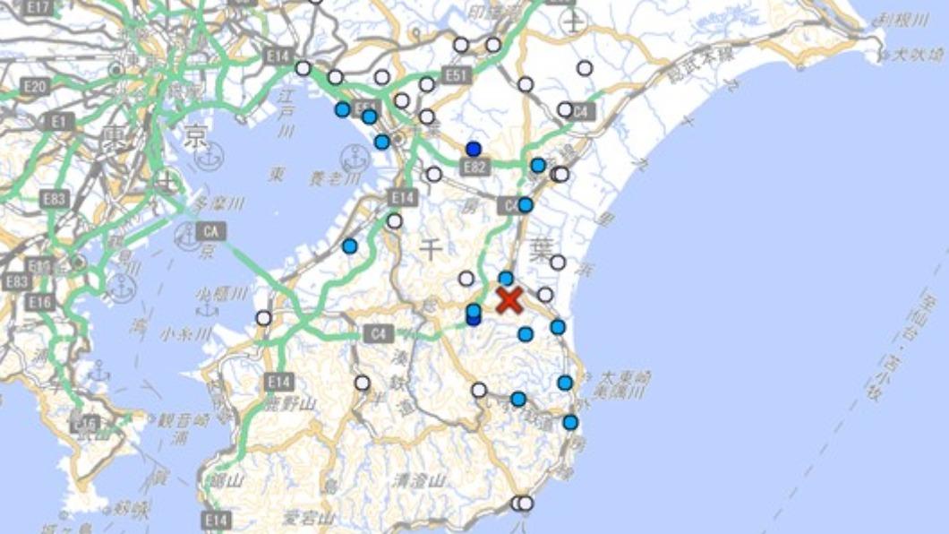 日本千葉縣東北部3日上午也出現規模3.6地震。（圖／翻攝自日本氣象廳）