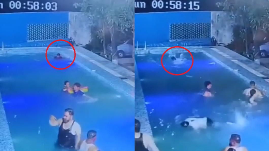 男子掙扎30秒後就溺死在泳池內。（圖／翻攝自x）