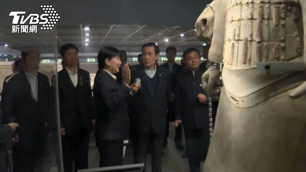 馬英九參訪秦陵博物館，被對岸遊客抱怨排隊等太久。（圖／TVBS）