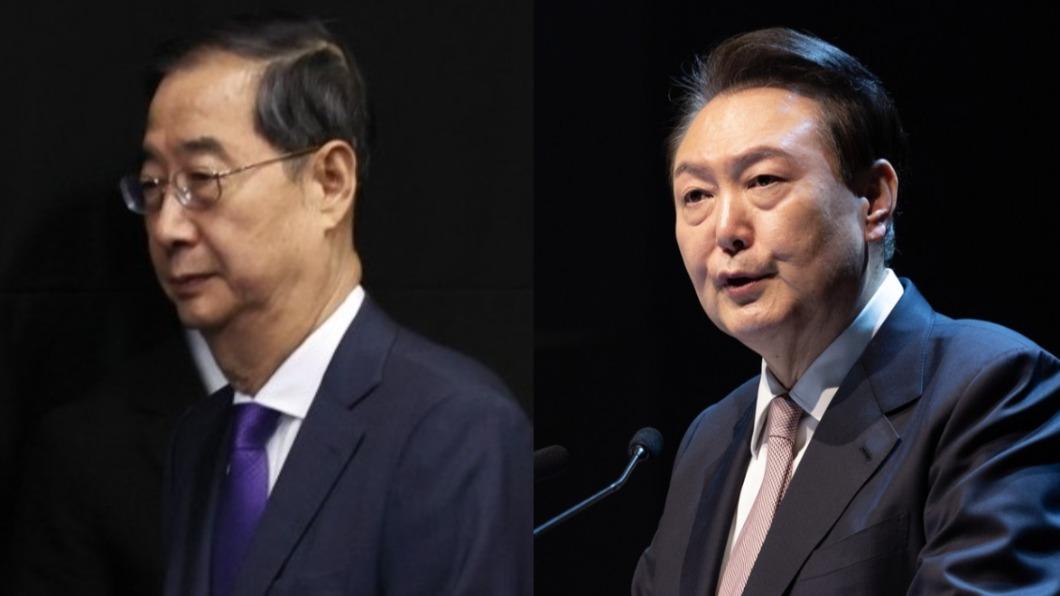 南韓國務總理韓悳洙（圖左）今（11）日向總統尹錫悅請辭。（圖／翻攝自 《韓聯社》）