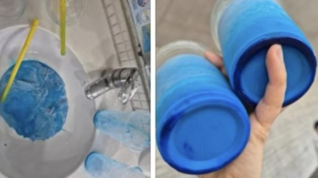 韓國網友指出，孩子喝了咖啡店販售的藍色飲料後，排出藍色糞便。（圖／翻攝自亞洲經濟）