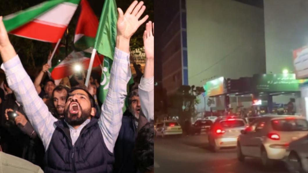 伊朗民眾上街挺政府，加油站湧現「搶油」車潮。（圖／翻攝自《衛報》、 《紐約時報》）
