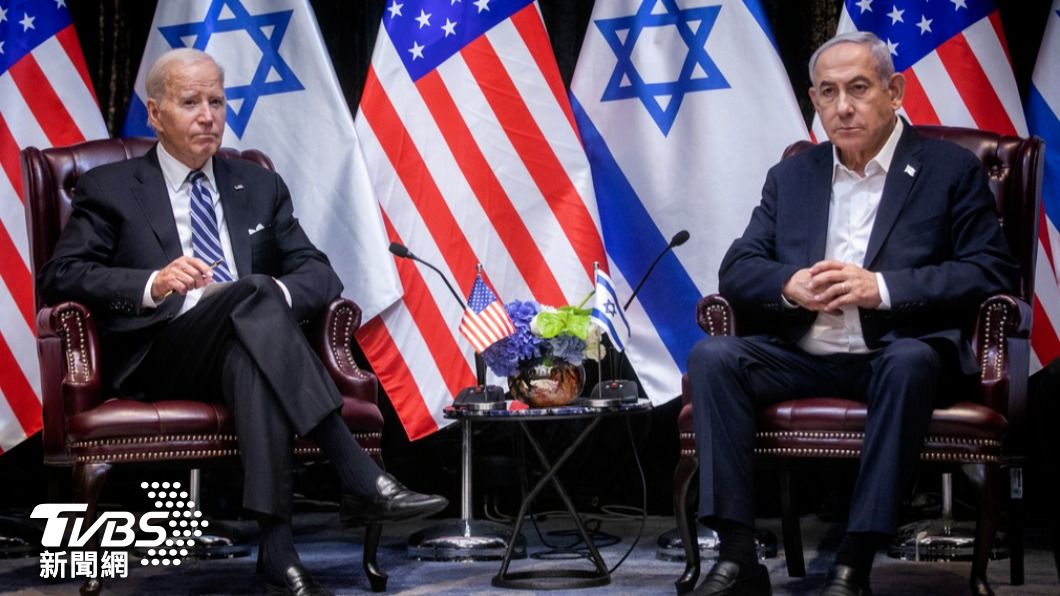 美國總統拜登（左）在伊朗攻擊後第一時間致電納坦雅胡，阻擋以色列對伊朗發動反擊。（圖／達志影像美聯社）