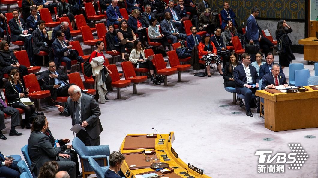 聯合國安全理事會表決有關巴勒斯坦申請加入聯合國的決議草案。（圖／達志影像路透社）