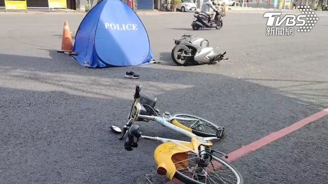 嘉義市林森西路、民權路口（20）日上午發生死亡車禍。（圖／TVBS）