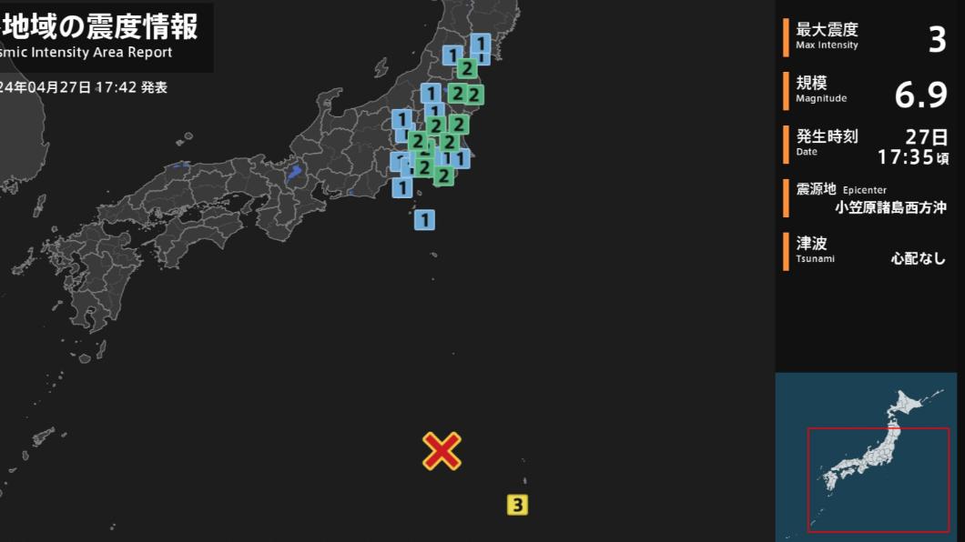 日本發生規模6.9地震。（圖／翻攝自X@LIVEDOORNEWS）