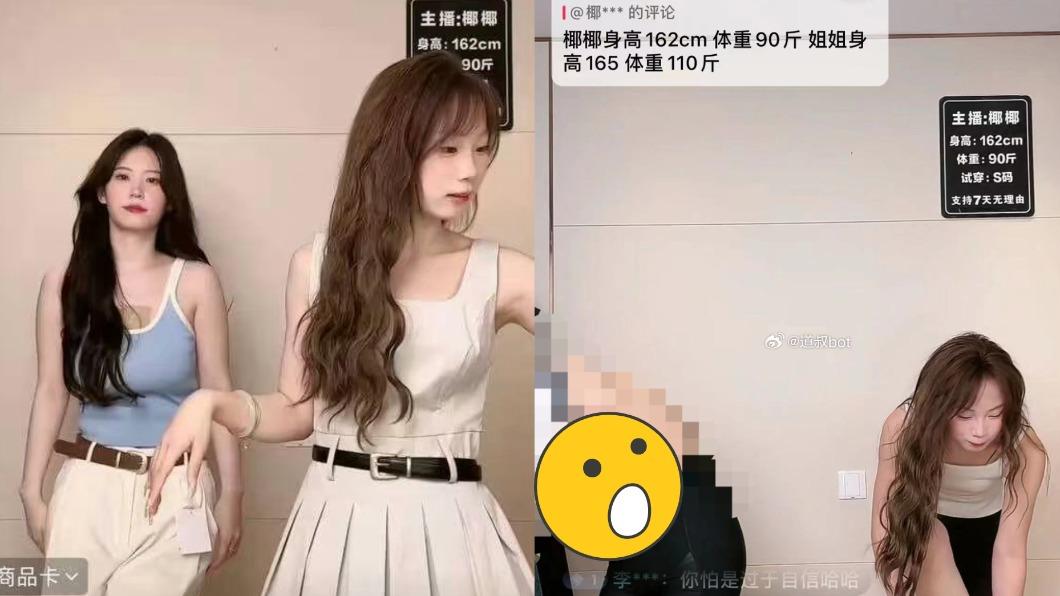 椰椰的姊姊在換裝過程中不慎走光。(合成圖/翻攝自@恰瓜多多、@道叔bot 微博)