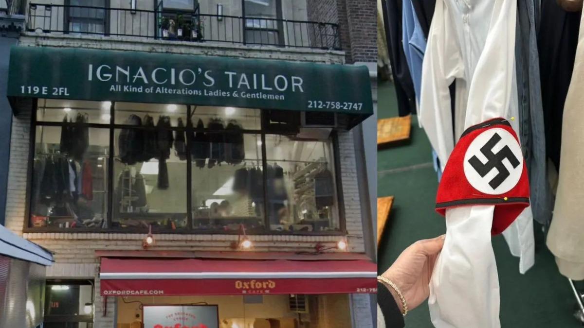 紐約一間名人御用的高級裁縫店，因店內出現「納粹臂章」而在社群平台上遭到強烈撻伐。（圖／翻攝自紐約郵報）