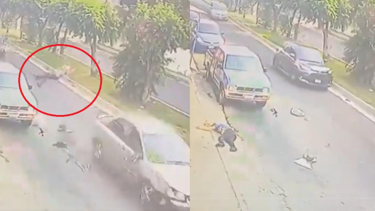 男子逆向衝出馬路，下秒直接被車子撞飛。（圖／翻攝自x）
