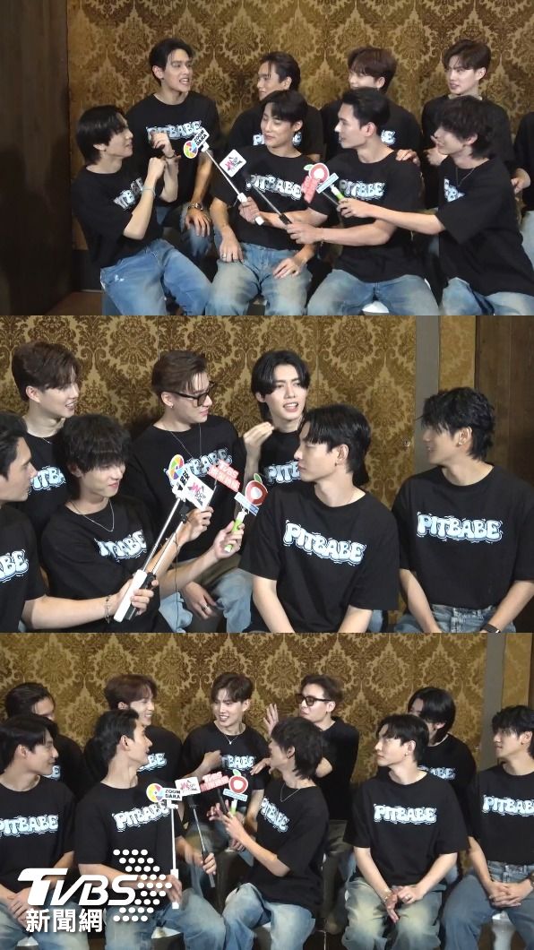 Pop(後排最左)經常幫成員墊錢,Benz(後排右三)、Topten(後排右一)都趕緊出來解釋。(圖/張哲鳴攝)