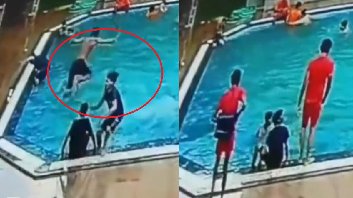男子被「膝蓋攻擊」溺斃泳池。（圖／翻攝自X）