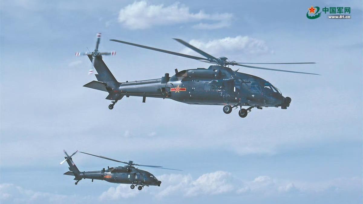 大陸解放軍自製直-20直升機的武裝改型首度亮相。（圖／翻攝自中國軍網）