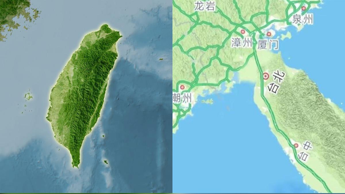 有大陸網友在地圖上把台灣和大陸「合併成一塊」。（圖／翻攝自小紅書、shutterstock達志影像）
