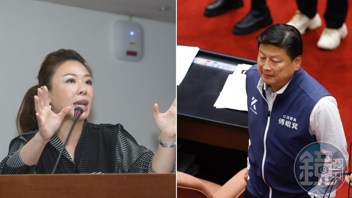 傅崐萁（右）昨日聲稱要廢除監察院，不過李彥秀（左）今日則打臉「國民黨支持五權分立」，否定廢監院主張。（圖／鏡週刊）