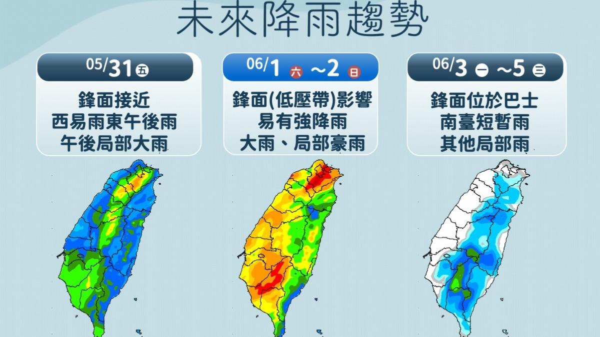 未來一週降雨趨勢。（圖／中央氣象署）