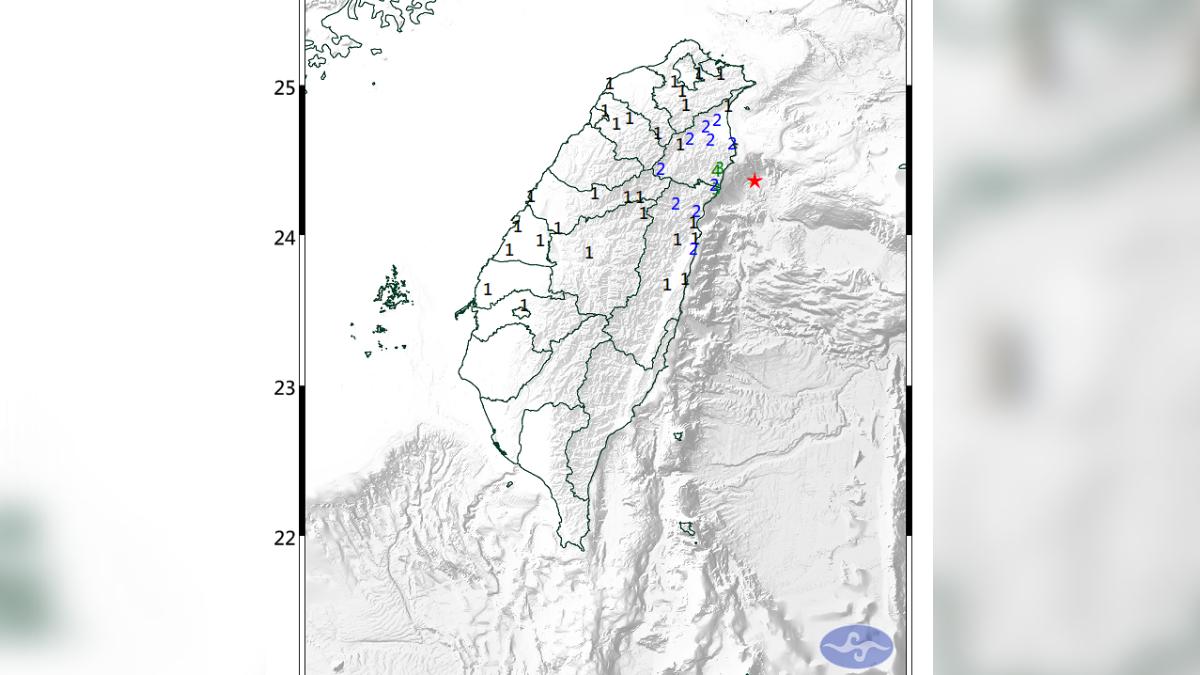 8時32分發生規模4.9極淺層地震。（圖／中央氣象署）