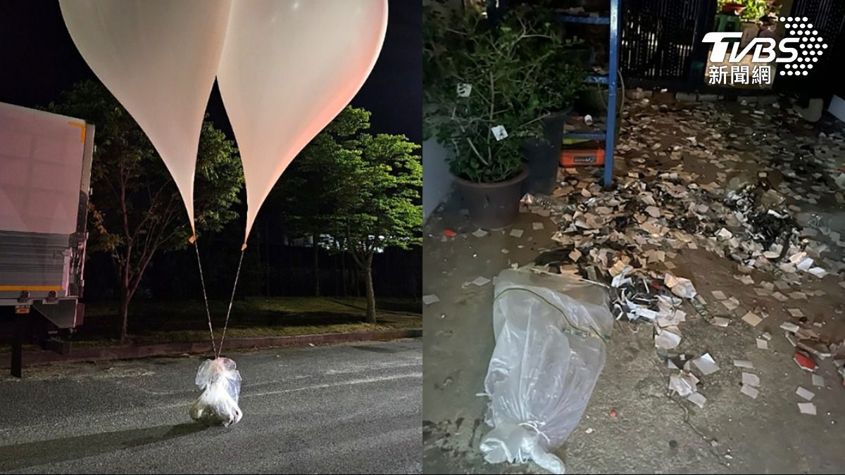 平壤當局空飄裝有排泄物和垃圾的氣球到南韓。（圖／達志影像美聯社）