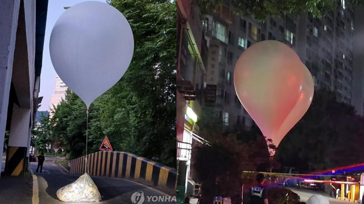 北韓1日又空飄600顆穢物氣球至南韓。（圖／翻攝自韓聯社）