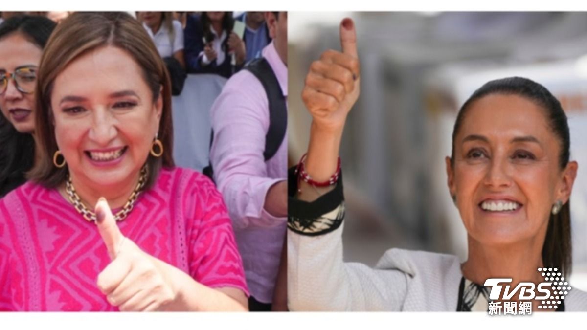 墨西哥總統選舉史無前例地由女性候選人聲勢看好，墨西哥市前任女市長（右）薛恩鮑姆（Claudia Sheinbaum）比同為女性的主要在野對手（左）加維斯（Xochitl Galvez）領先17個百分點