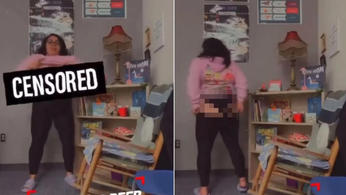 美國德州有名小學女老師因為在校內拍攝不雅片而爆出爭議。（圖／翻攝自X@Libs of TikTok）