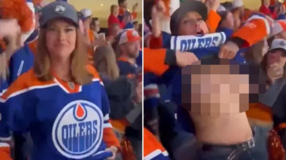 加拿大一名正妹在觀看北美冰球聯盟（NHL），因自己支持的隊伍獲勝，狂甩雙峰慶祝。（圖／翻攝自TMZ）