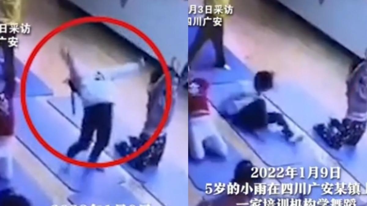 中國大陸1名5歲女童舞蹈課時做下腰的動作摔傷，終生必須輪椅代步。（圖／翻攝自微博）