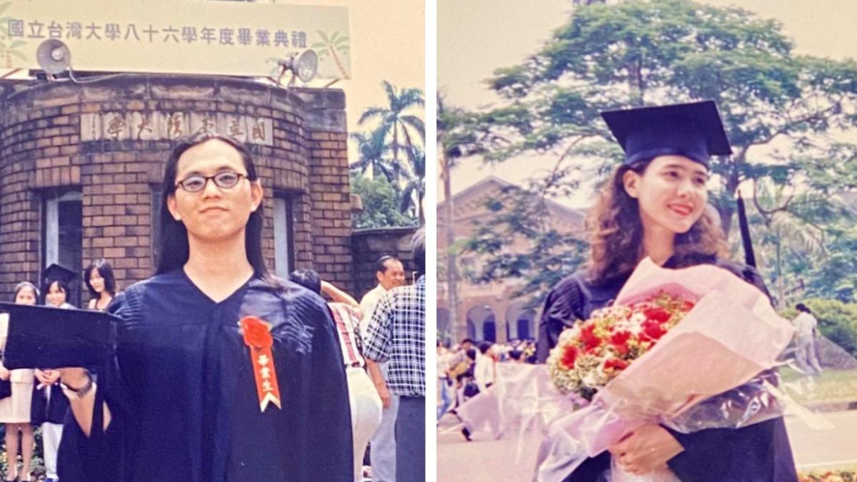 國民黨前立委陳以信秀出與太太當年畢業的照片。（圖／翻攝臉書粉專）