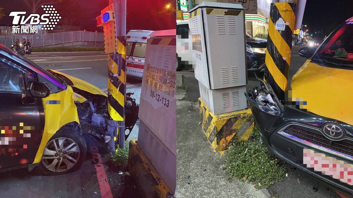 台中市太平區昨（9）日晚間19時許發生一起自撞事故。（圖／TVBS）