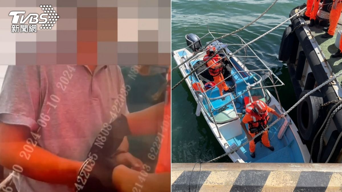 陸籍男子駕駛快艇偷渡台灣，當場被海巡人員逮捕。（圖／TVBS）