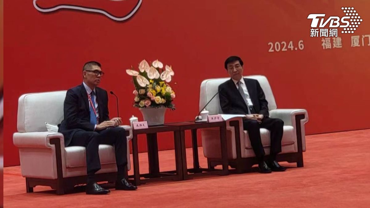 國民黨副主席連勝文會見對岸政協主席王滬寧。（圖／TVBS）