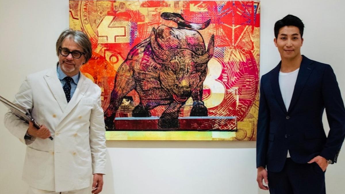 吳翔震與美國當代前衛藝術家胡本切克勒夫（左）合影。（圖／印象畫廊提供）