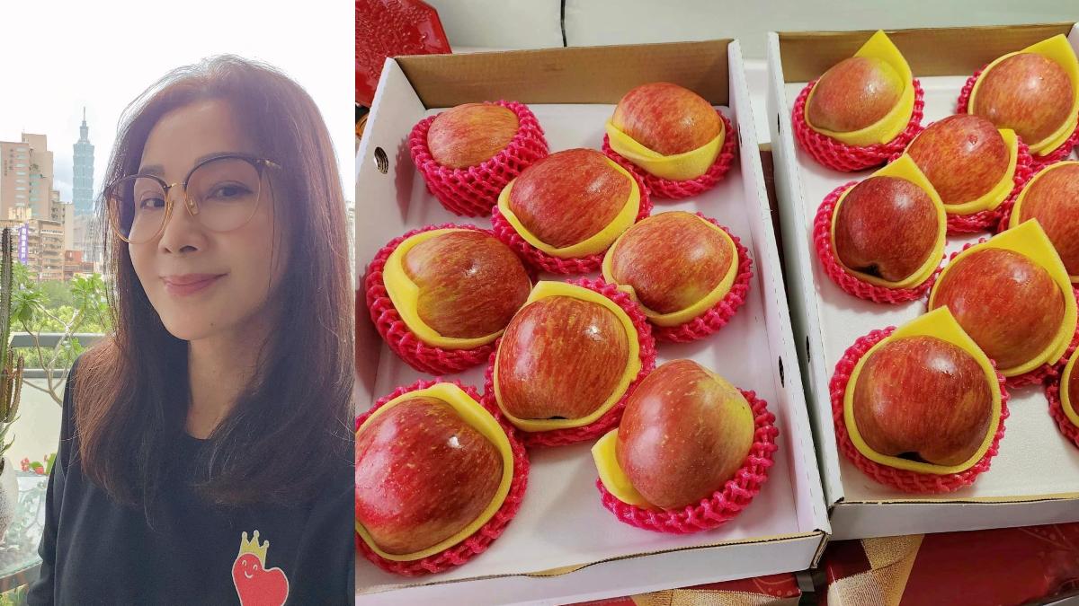 陳美鳳曬出姐姐給她的兩盒蘋果。（圖／翻攝自陳美鳳臉書）