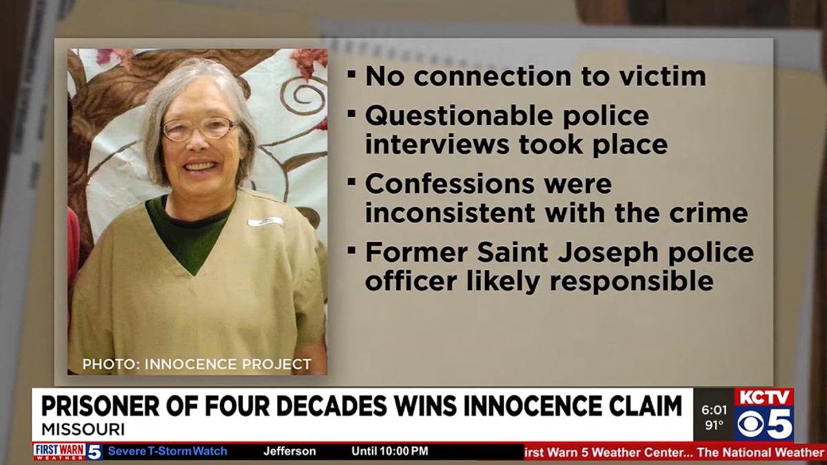 因誤判殺人罪入獄服刑40年，63年女子荷梅終於重獲清白。（圖／翻攝自KCTV新聞影片）