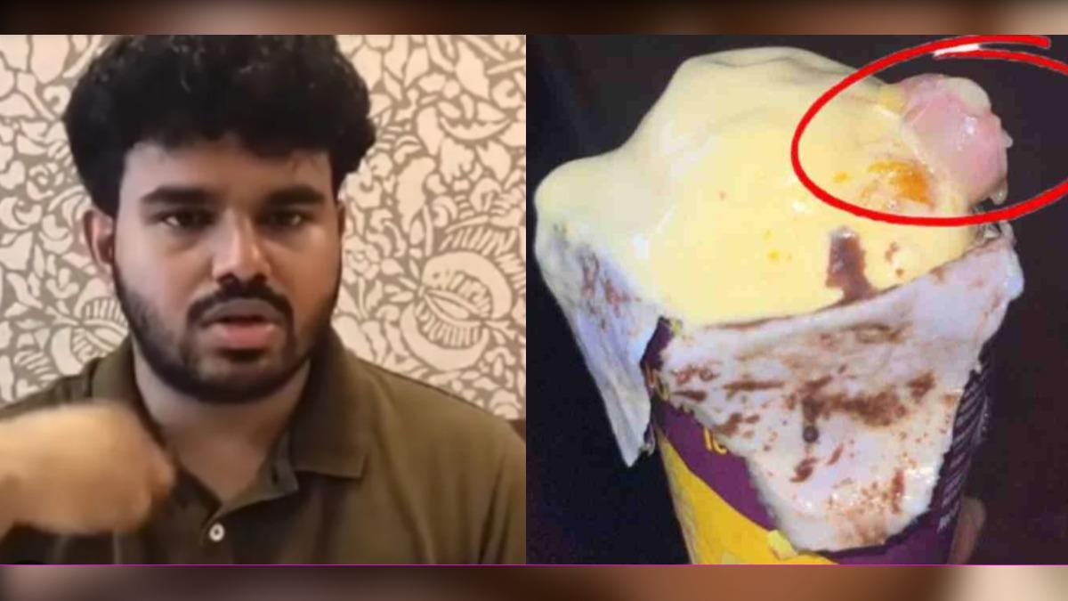 印度男吃冰淇淋疑似吃到手指。（圖／翻攝自 印度媒體）