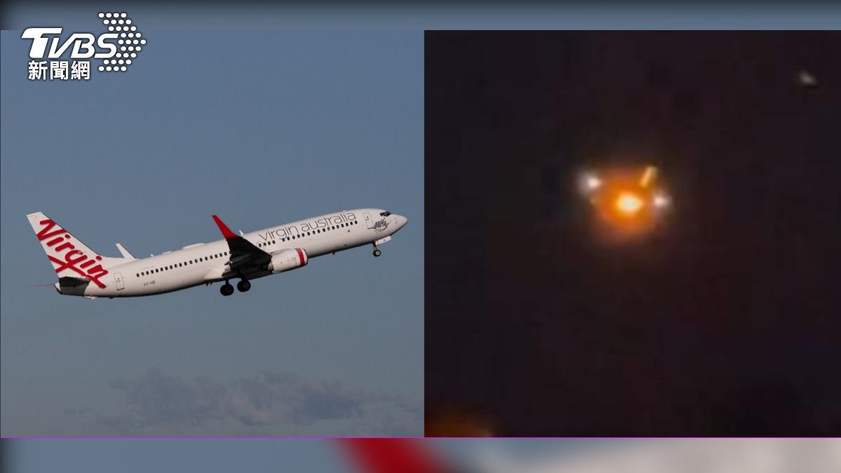 「維珍澳洲航空」（Virgin Australia）一架波音737客機引擎起火。（圖左／shutterstock 達志影像，圖右／翻攝自 X）