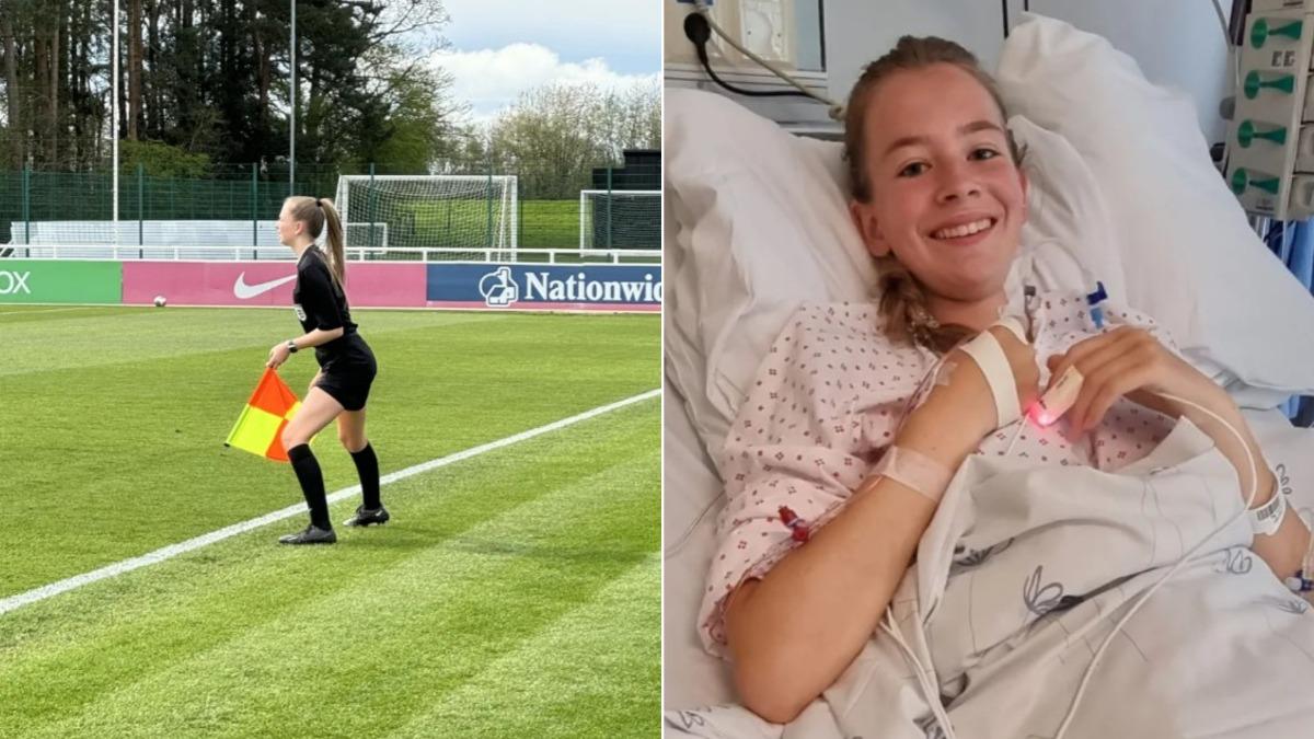 英國19歲女子艾拉在去年的足球賽中擔任裁判，卻因被球擊中而差點喪命。（圖／翻攝自Kennedy News）