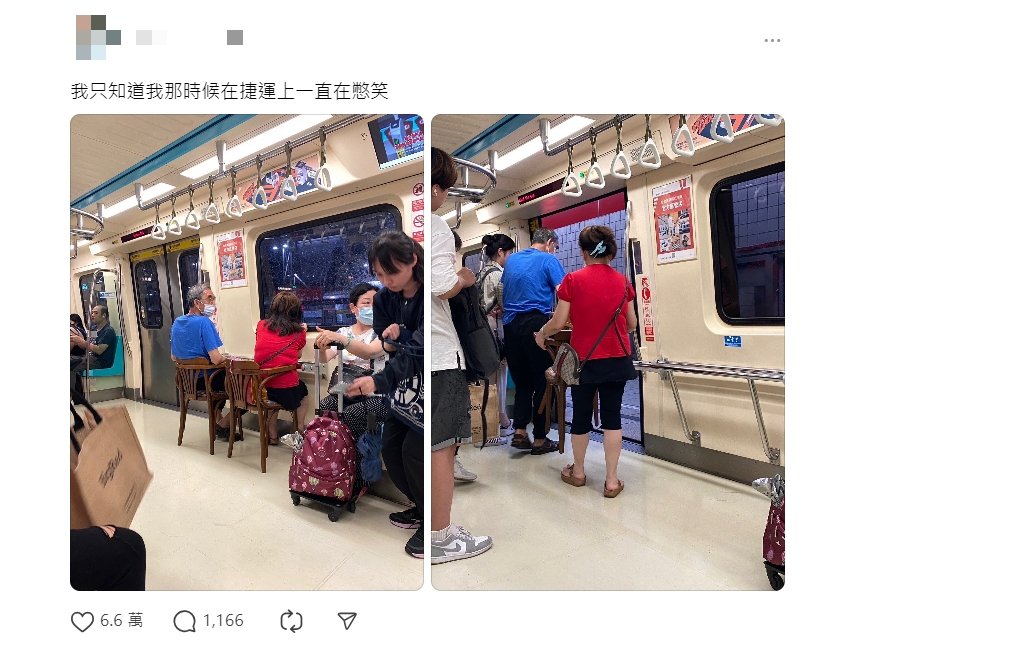 Social media buzzes over couple’s metro seating solution (Courtesy of Threads via TVBS News) Social media buzzes over couple’s metro seating solution