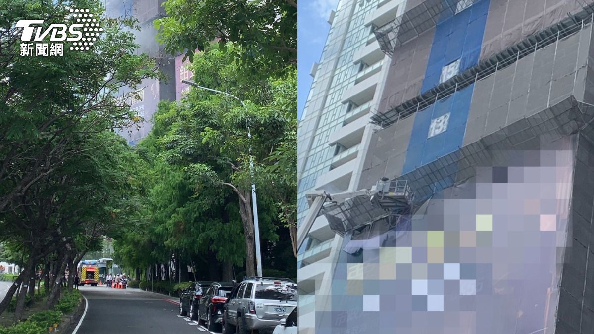台中市西屯區市政路上，一處七期豪宅建案今（24）日中午分突然傳出火警。（圖／TVBS）