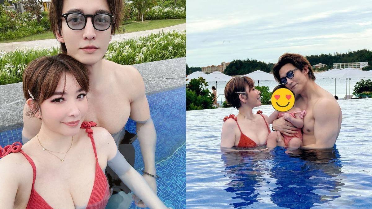 許維恩最近和王家梁帶女兒旅日避暑，許維恩還辣露渾圓北半球。（組合圖／翻攝自許維恩IG）