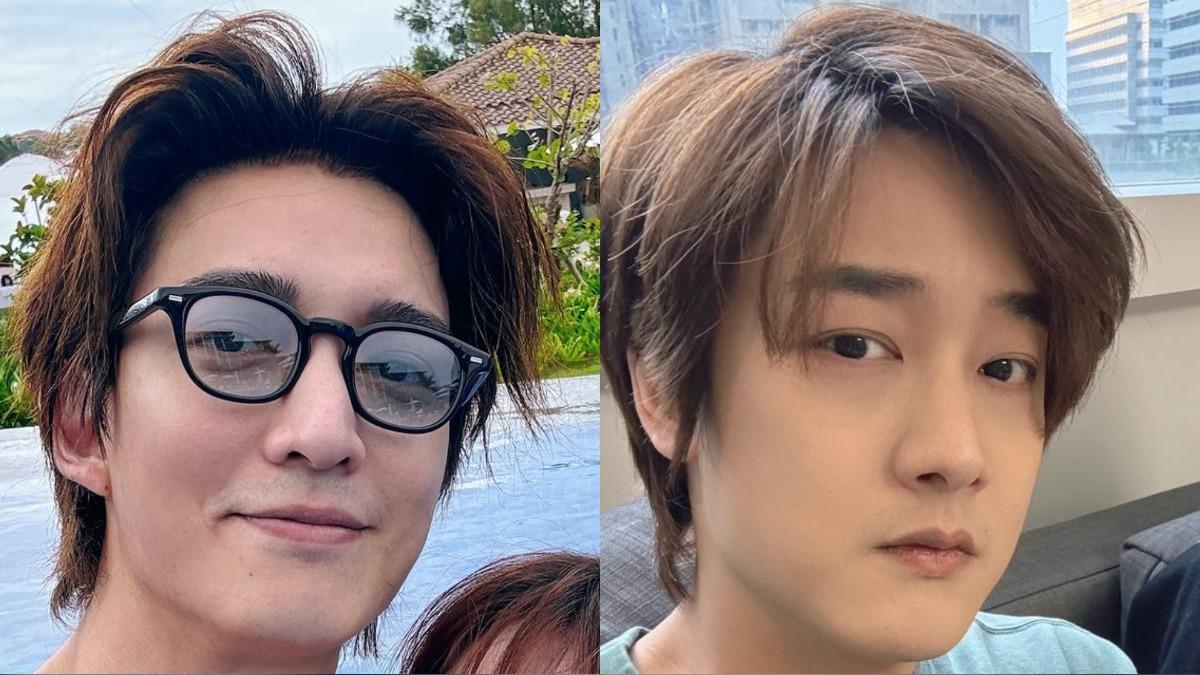 王家梁（左圖）與YTR「那對夫妻」KIM（右圖）撞髮型，讓粉絲差點認錯人。（組合圖／翻攝自許維恩、那對夫妻IG）