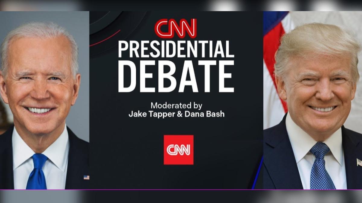 CNN舉行的總統選舉首場電視辯論會吸引全球關注。（圖／翻攝CNN YT）